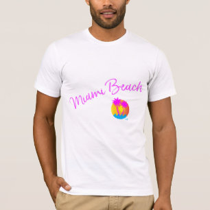 T-shirt Miami Beach, Floride Logo Palms Sun Cool
