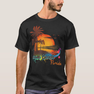 T-shirt Miami Beach Floride Plage d'été Palm Trees coucher