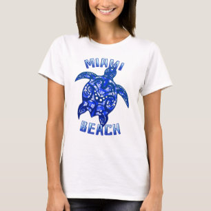 T-shirt Miami Beach Floride Vacances Tortue Tribale