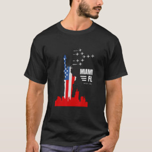 T-shirt Miami FL Statue de la Liberté Drapeau faux Nom de 