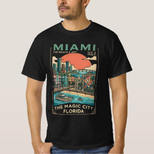 T-shirt Miami, Floride, la ville enchanteresse - une plage