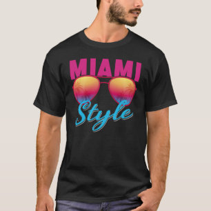 T-shirt Miami Floride Miami Lever du Soleil Coloré Lunette