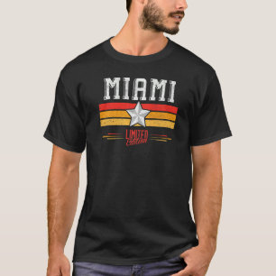 T-shirt Miami Floride Rétro Vintage Rayures Cadeaux Miami