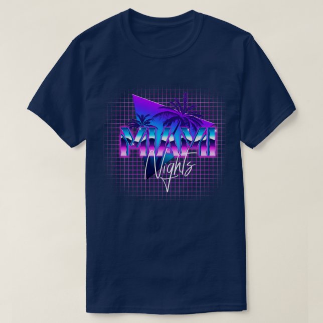 T-shirt Miami Nights Floride Rétrowave Outrun (Design devant)