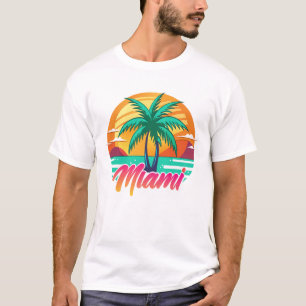 T-shirt Miami Sunset Vibes - Tropical Palm Tree Design
