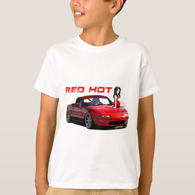 T-shirt Miata MX-5 d'un rouge ardent (Devant)