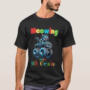 T-shirt Miaulement En 8e Année Cat Monster Truck Retour À