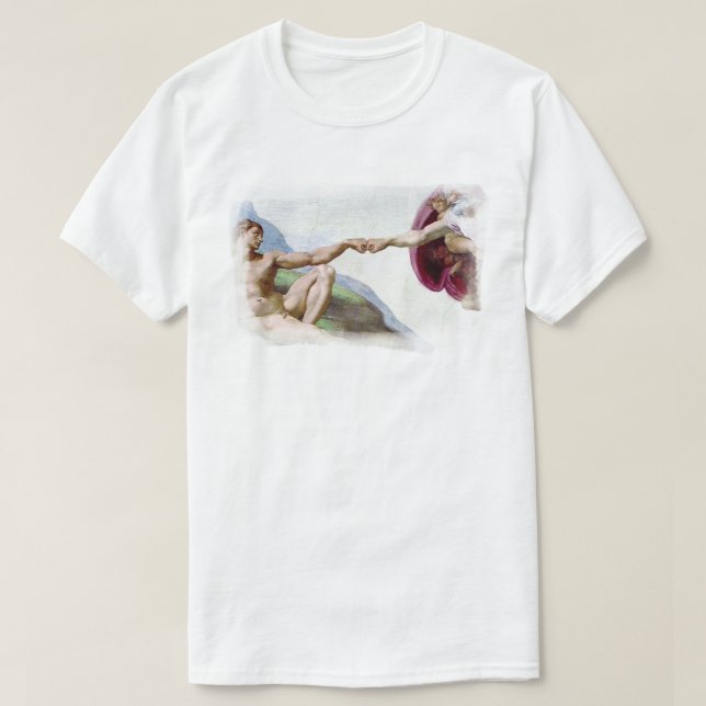 T-shirt Michelangelo Création De L'Homme - Dieu Adam Fist  (Design devant)
