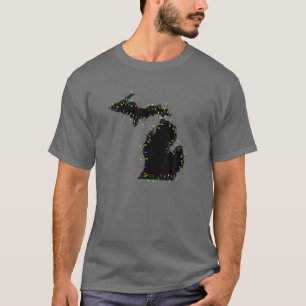 T-shirt Michigan Christmas Lights, Holiday Mitten State