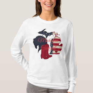 T-shirt Michigan Cowgirl Bottes de chevaux patriotiques