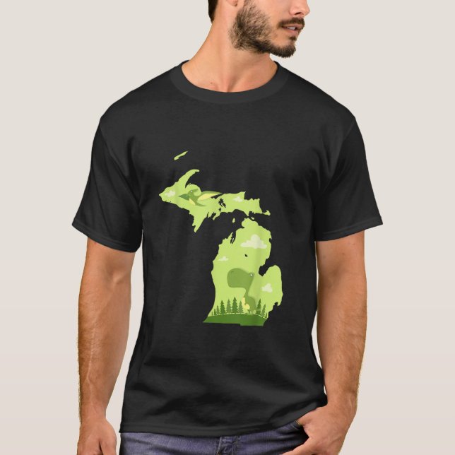 T-shirt Michigan Cute T rex Dinosaur États Enfants Cadeau (Devant)