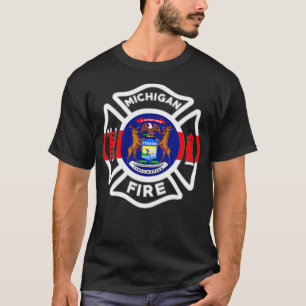 T-shirt Michigan Fire Department Pompiers Pompiers Pompier