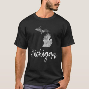 T-shirt Michigan Mi Map Grunge Vintage Graphic Home State