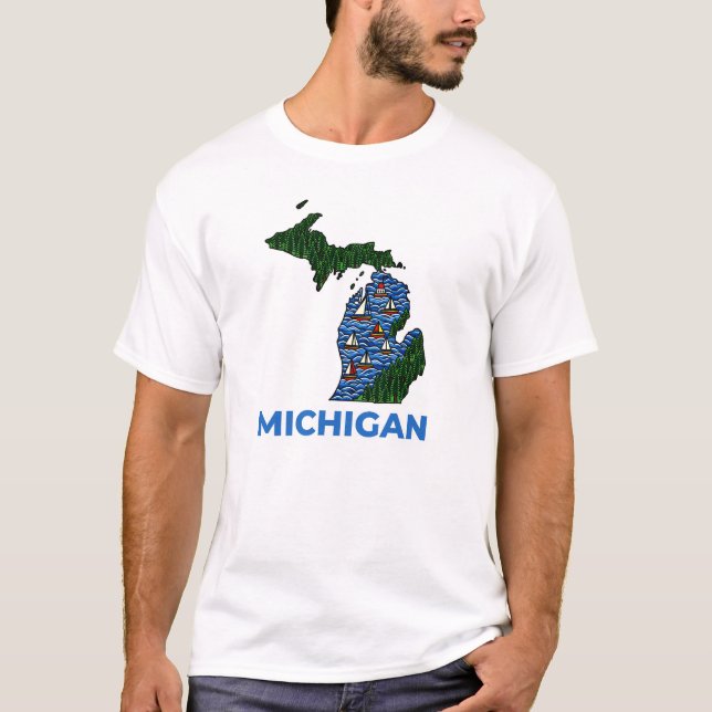 T-shirt Michigan Outline Tattoo Style  (Devant)