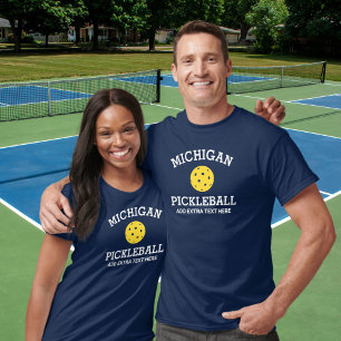 T-shirt Michigan Pickleball Add Club Nom du partenaire Per