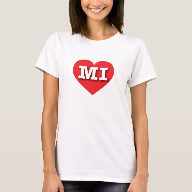 T-shirt MIchigan Red Heart - J'aime MI (Devant)