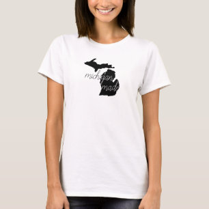 T-shirt Michigan Typographie de script noir Silhouette