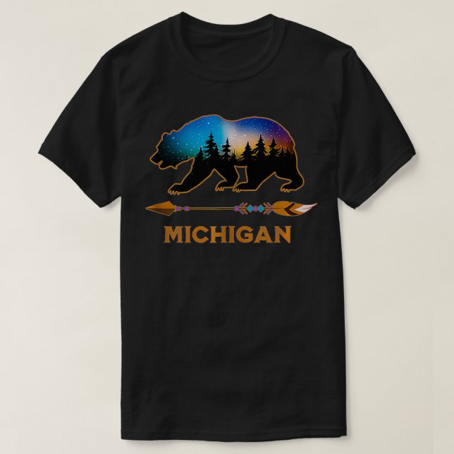 T-shirt Michigan USA Black Bear Randonnées Trails Vacances (Design devant)