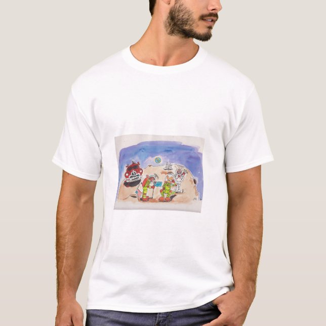 T-shirt Mick et Hoppa, premiers Australiens sur la lune (Devant)
