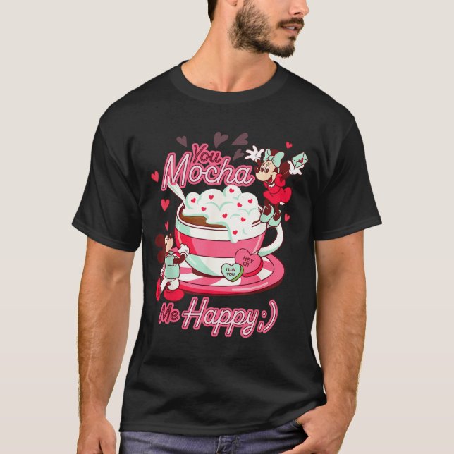 T-shirt Mickey &amp; Minnie Valentine's Day You Mocha Me H (Devant)