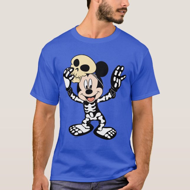 T-shirt Mickey en costume de squelette d'Halloween (Devant)
