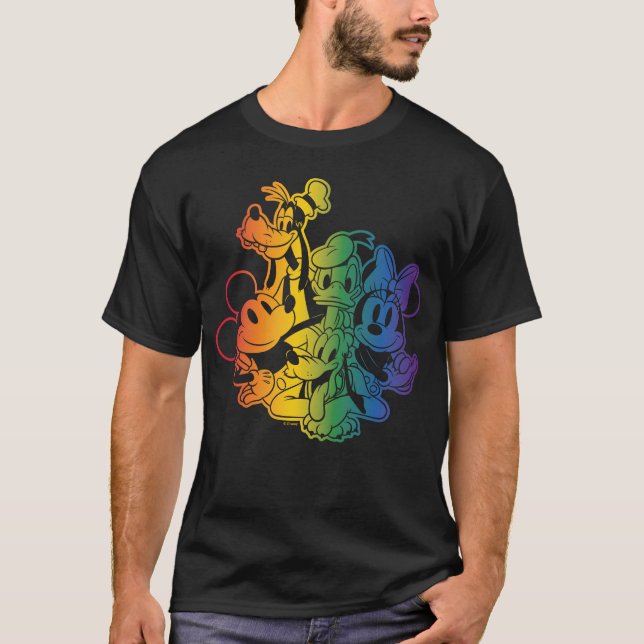 T-shirt Mickey et amis heureux Rainbow (Devant)