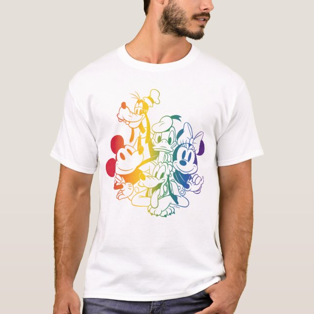 T-shirt Mickey et amis heureux Rainbow (Devant)