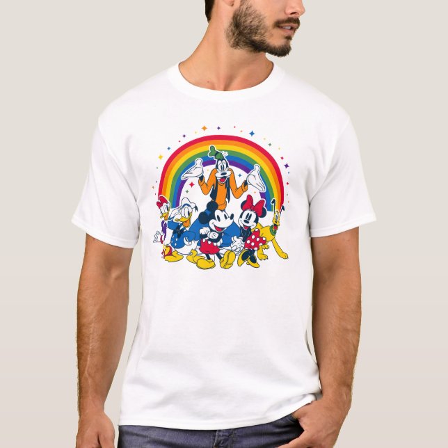 T-shirt Mickey et ses amis sous l'arc-en-ciel (Devant)