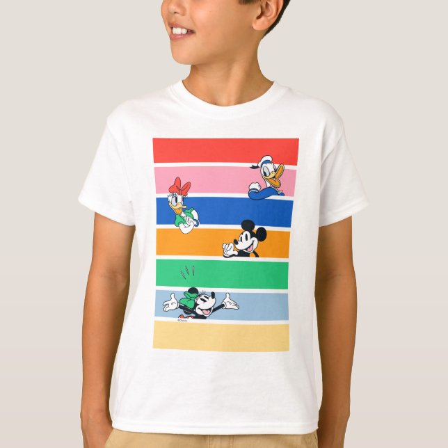 T-shirt Mickey & Friends Pop-Out Color Striped Graphic (Devant)