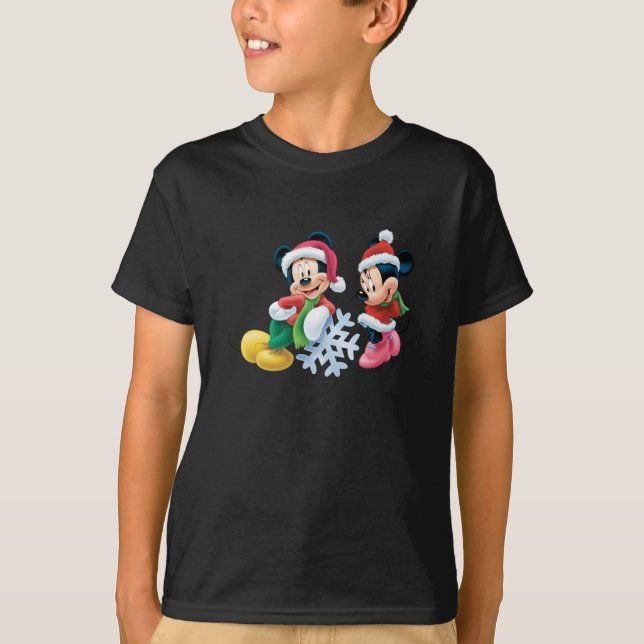 T-shirt Mickey & Minnie Avec Flèche De Neige (Devant)