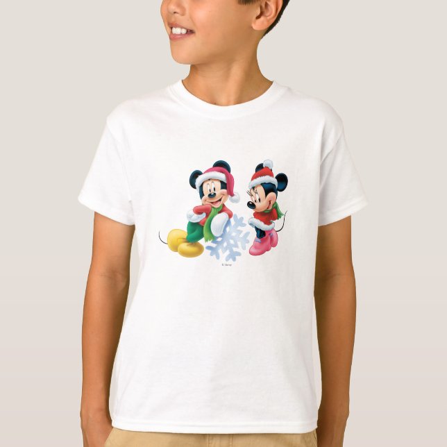 T-shirt Mickey & Minnie Avec Flèche De Neige (Devant)