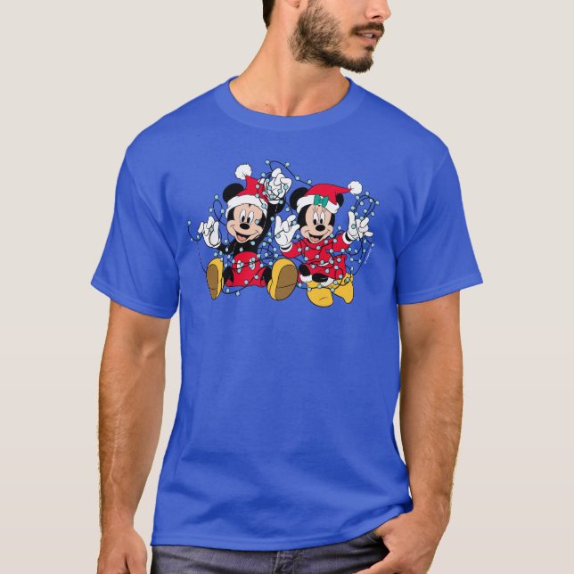 T-shirt Mickey & Minnie |Lumières de Noël (Devant)