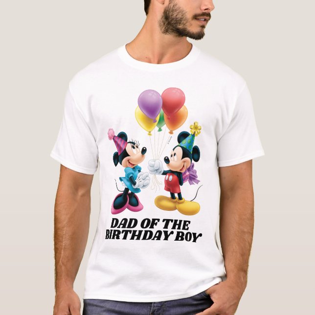T-shirt Mickey & Minnie | Papa du garçon d'anniversaire (Devant)