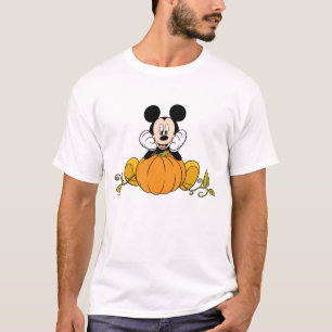 T-shirt Mickey Mouse assis sur une citrouille