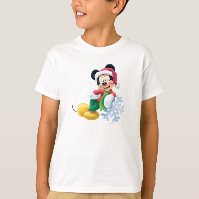 T-shirt Mickey Souris sur Snowflake (Devant)