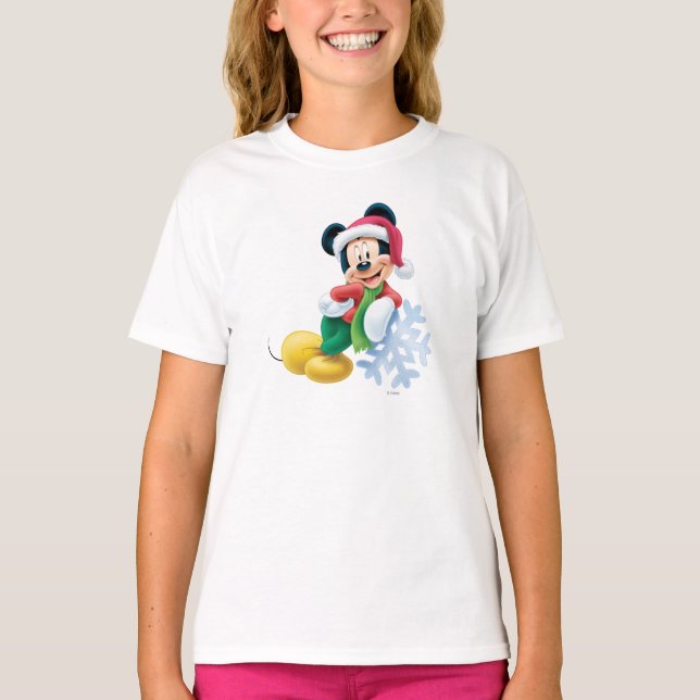 T-shirt Mickey Souris sur Snowflake (Devant)