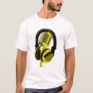 T-shirt microfono con auriculares locutor