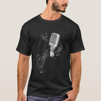 T-shirt Microphone Avec Notes De Musique Et Clef. Amoureux