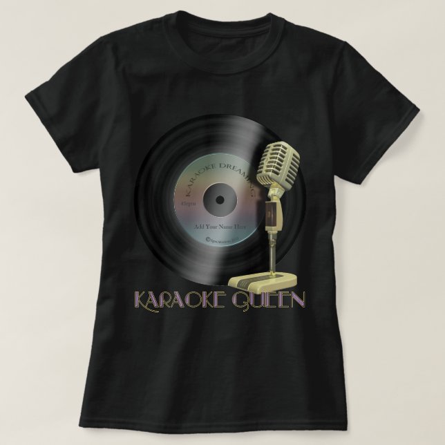T-shirt Microphone drôle de la Reine de karaoke (Design devant)