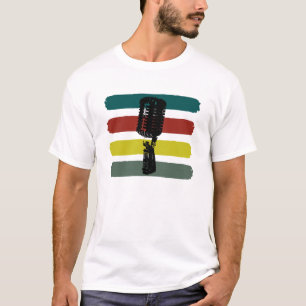 T-shirt Microphone vintage et chemise de rayures