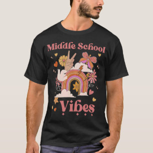 T-shirt Middle School Vibes Groovy Retro Girl Boho Rainbow
