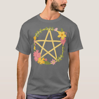 T-shirt Midsummer Floral Pentacle Wiccan Pagan Cheeky Witc