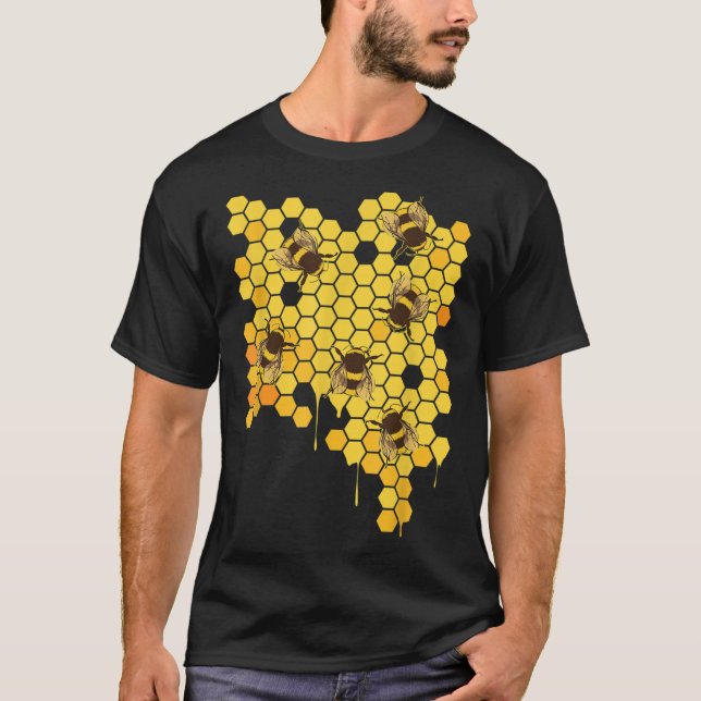 T-shirt Miel Bee Hive Honeycomb apiculture apiculteur (Devant)