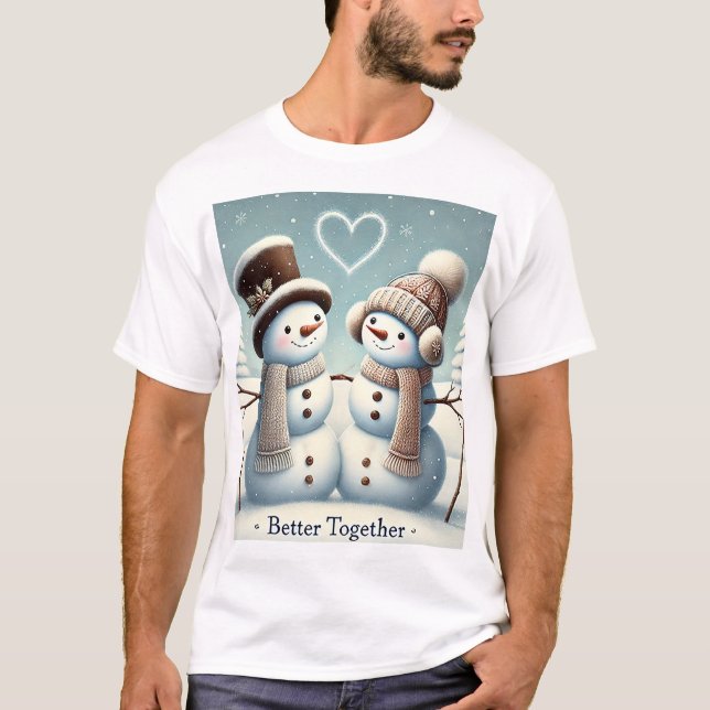 T-shirt Mieux Ensemble : Amour des neiges, Noël des couple (Devant)
