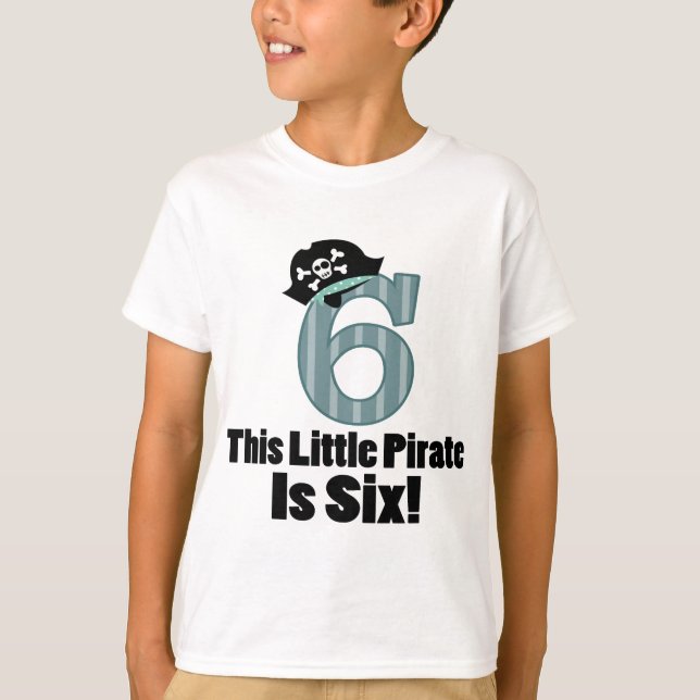 T-shirt Mignon 6 Anniversaire Pirate (Devant)