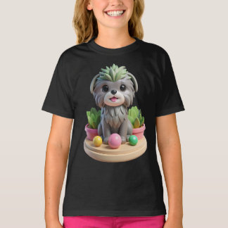 T-shirt Mignon Affenpinscher Succulent | Chien Singe Gris 