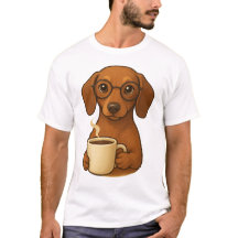 T-shirt mignon amateur de café teckel – Fun Sausag