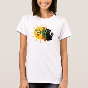 T-shirt mignon avec chat noir et cactus