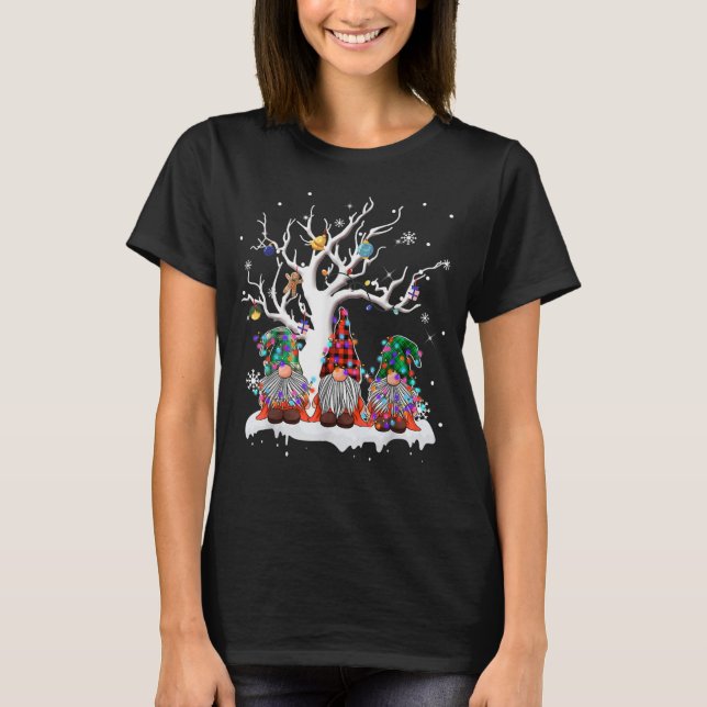 T-shirt mignon bison de gnome plaid arbre de noël léger la (Devant)