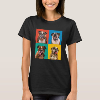T-shirt Mignon Bulldog Portrait Photos 4 Bulldogs De A